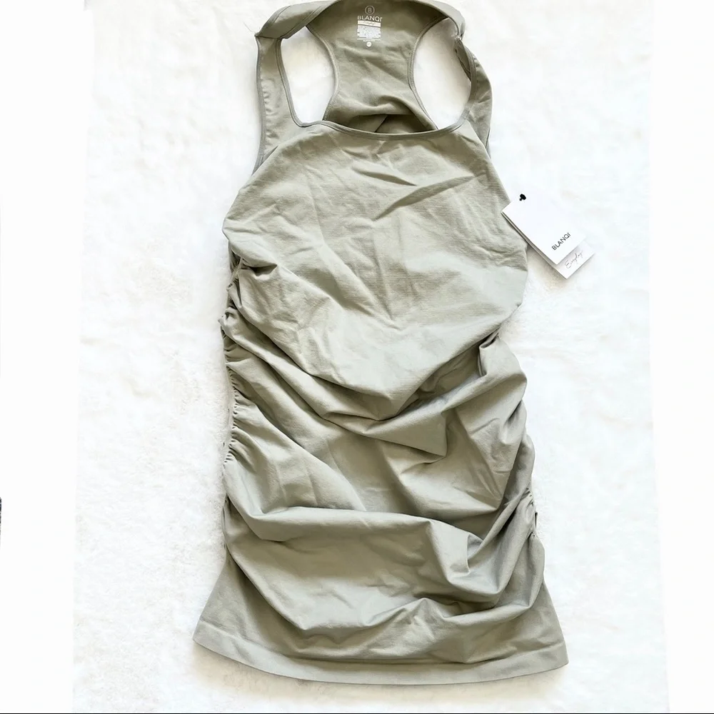BLANQI NWT Everyday Maternity Racerback Tank Dress In Sage Green Size M/L - Picture 2 of 8